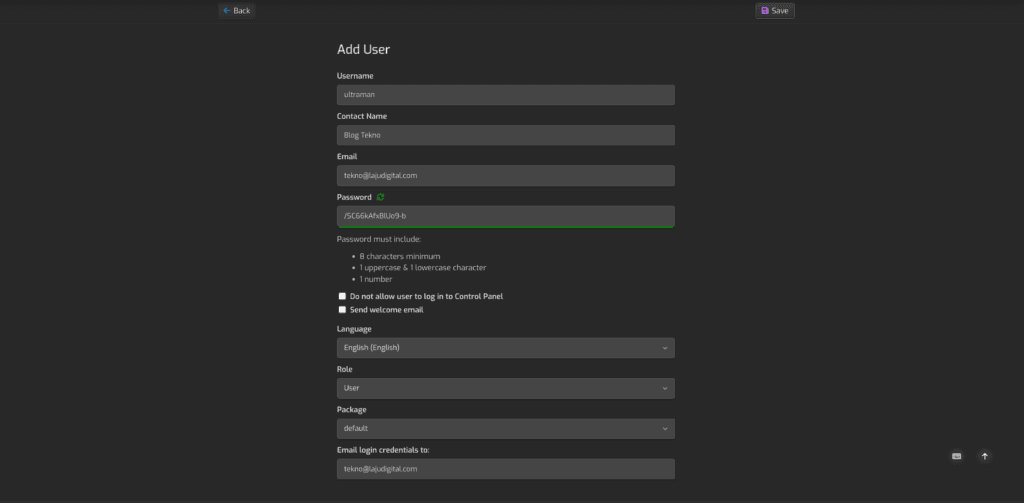 Menambahkan Standart User Account Ultraman