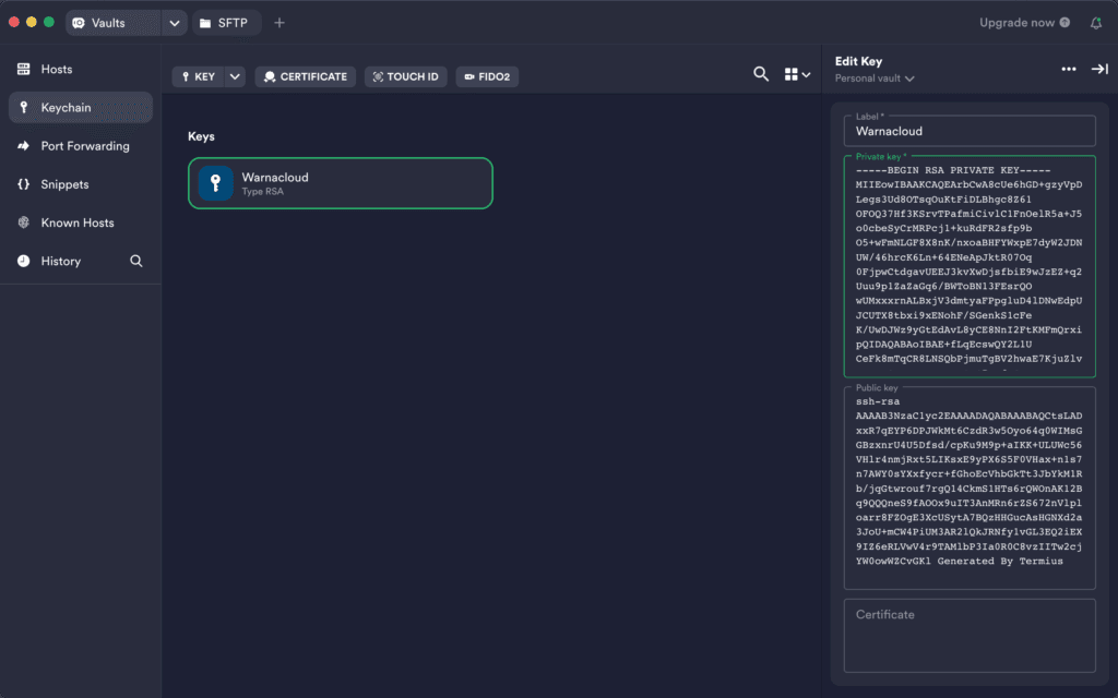 SSH Key Berhasil Dibuat