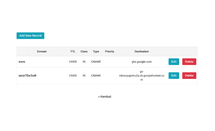 Menambahkan CNAME Record