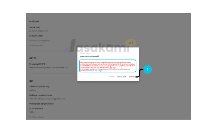 Menyimpan Custom Domain